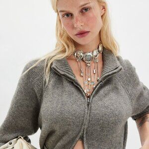 NWT Free People Speak Up Statement Layer Necklace in Silver